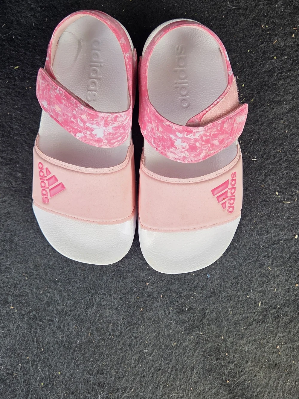 adidas Kids Pink and White Velcro Strap Sandals